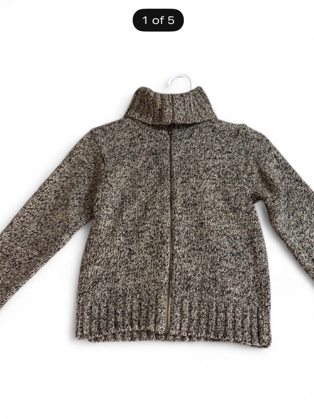 dressbarn Zip-Front Marled Knit Jacket in Gray and Brown